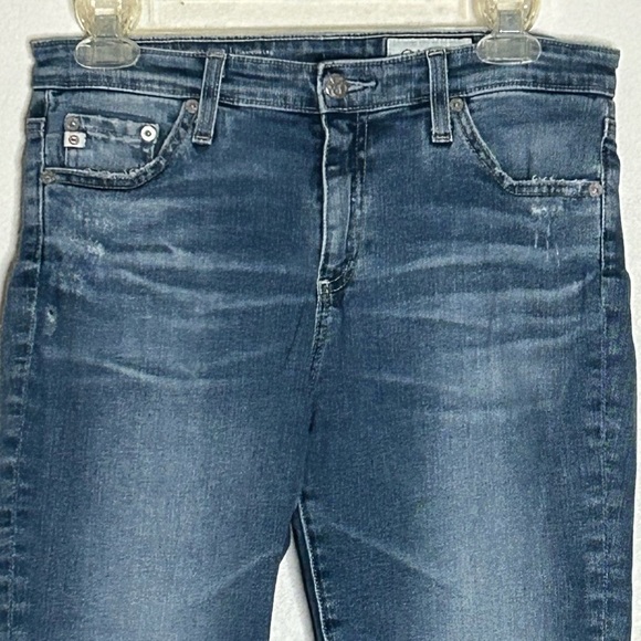 AG Adriano Goldschmied Prima Crop Cigarette Leg Pant in Blue Denim Raw Hem Sz 28 - Picture 7 of 13